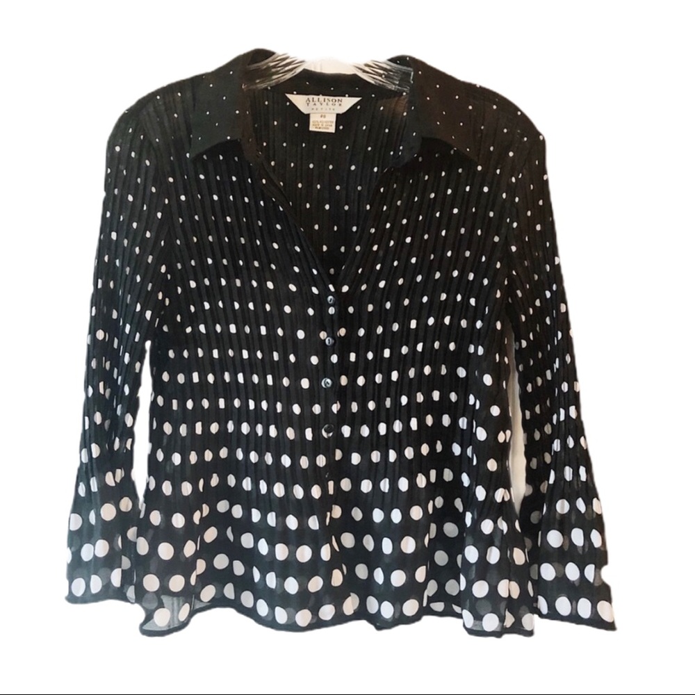 Allison Taylor Black White Gradient Polka Dot Top